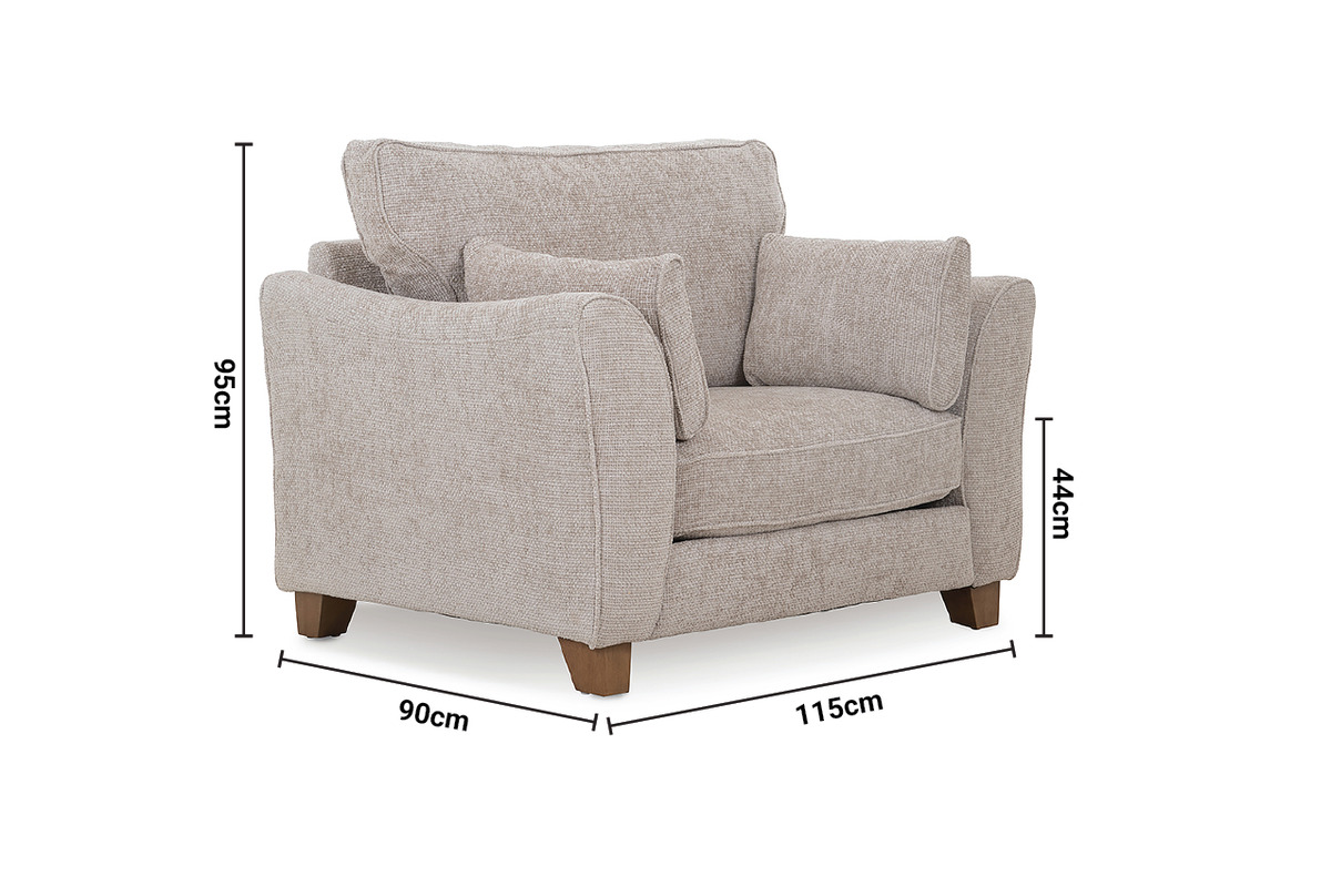 Milburn Cream Fabric Armchair dimensions