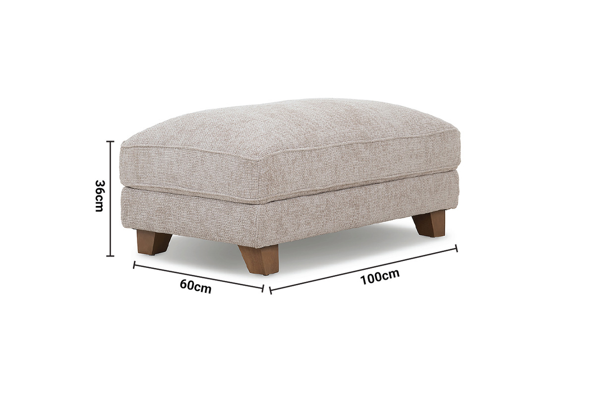 Milburn Cream Fabric Footstool dimensions