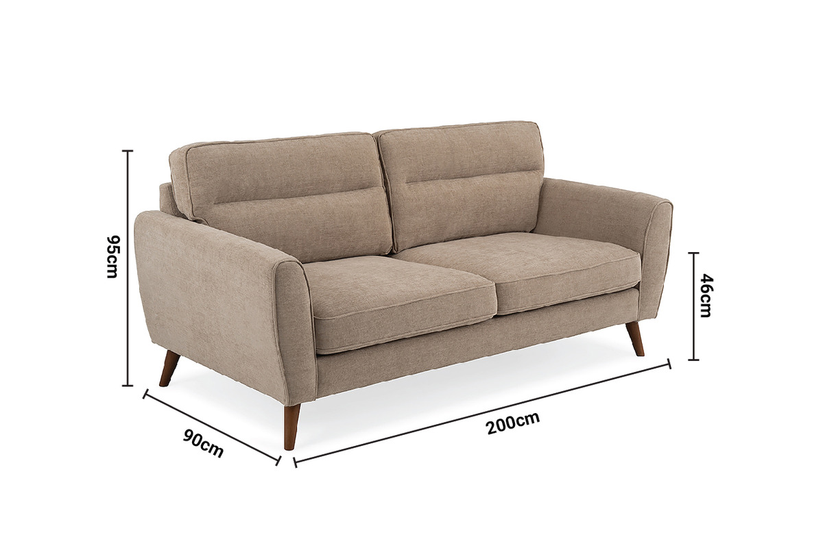 Milner Cream 3 Seater Sofa dimensions