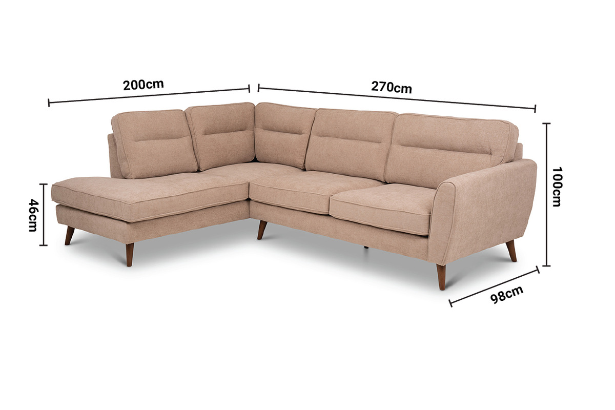 Milner Cream LHF Corner Sofa dimensions