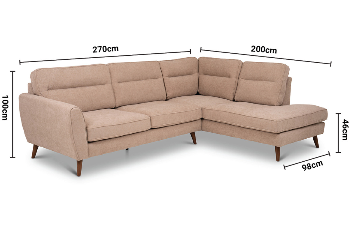 Milner Cream RHF Corner Sofa dimensions