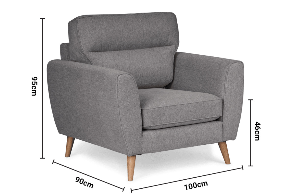 Milner Grey Fabric Armchair dimensions