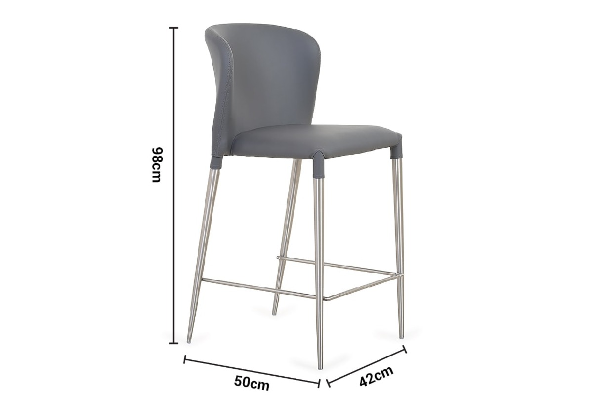 Moody Grey Faux Leather Bar Stool dimensions