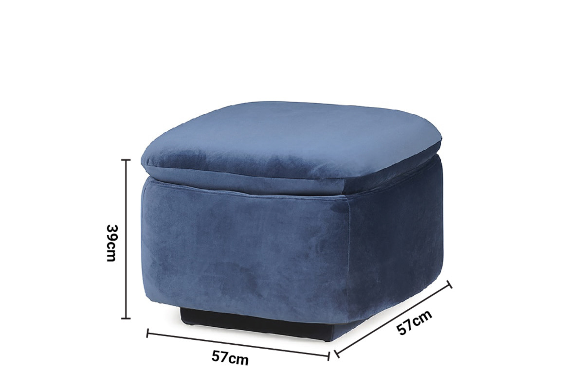 Nelson Navy Velvet Footstool Rocker dimensions