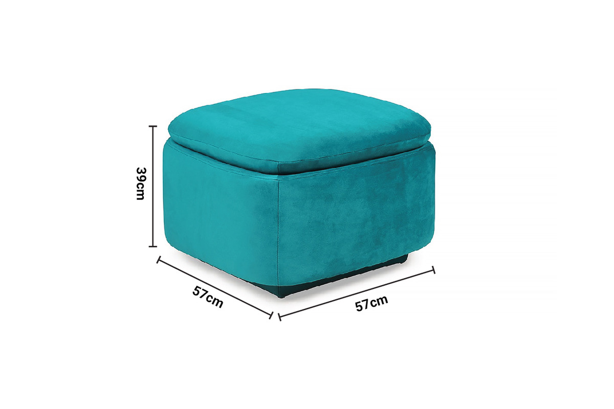 Nelson Teal Velvet Footstool Rocker dimensions