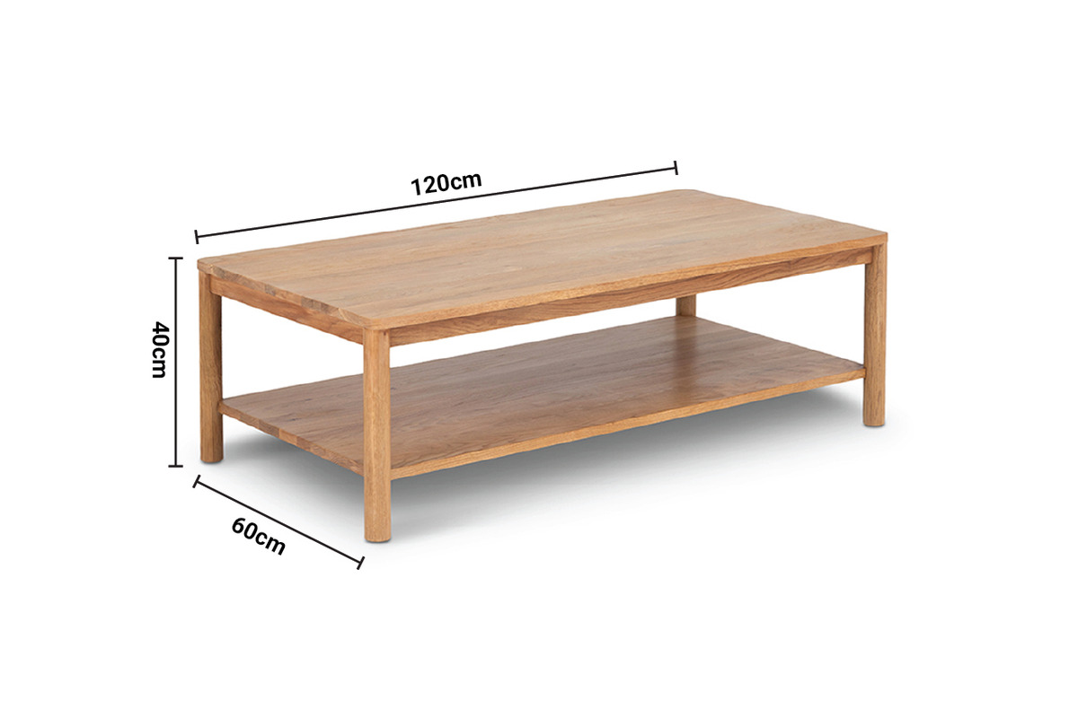 Nordic Solid Oak Coffee Table Rectangular dimensions