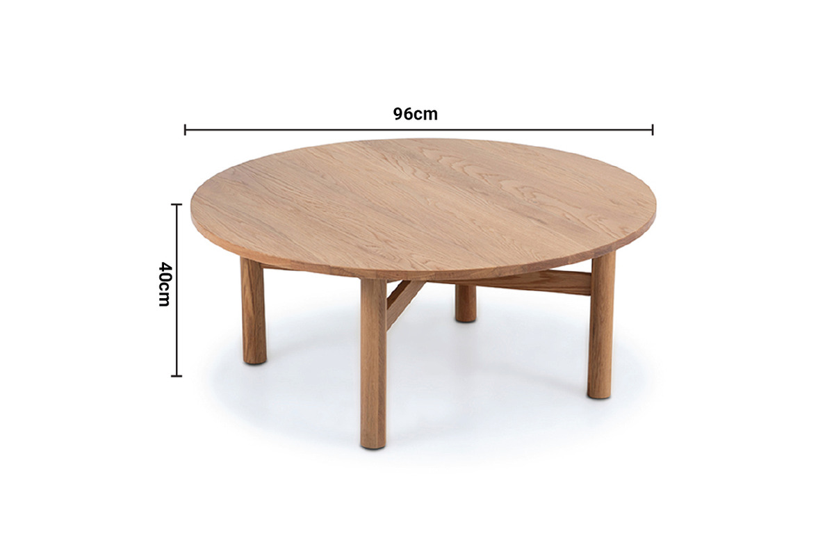 Nordic Solid Oak Coffee Table Round dimensions