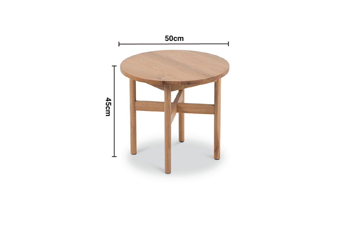Nordic Solid Oak Side Table dimensions