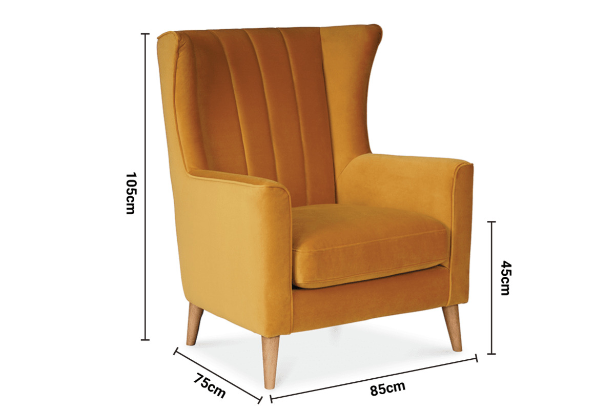 Notting Bay Gold Velvet Armchair dimensions