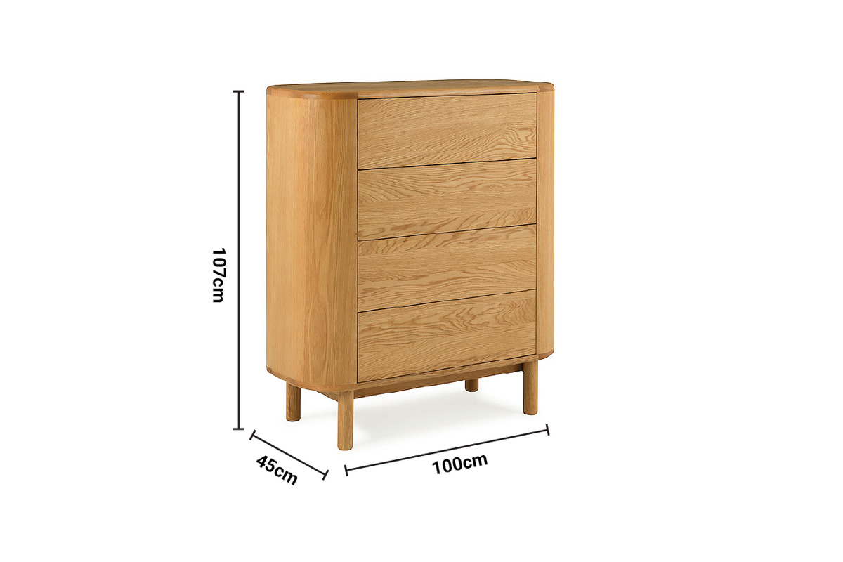 Oslo Oak 4 Drawers Chest dimensions