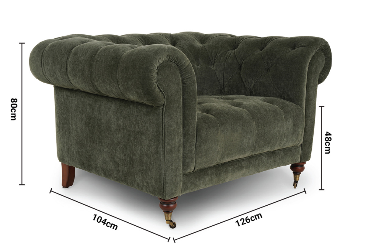 Oxford Green Fabric Armchair dimensions