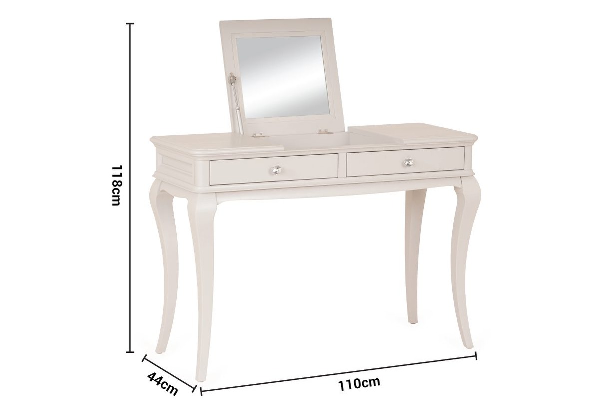 Paris Light Grey 2 Drawer Dressing Table dimensions