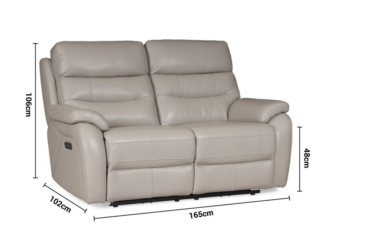 Pearson Grey Leather 2 Seater Electric Recliner Sofa dimensions