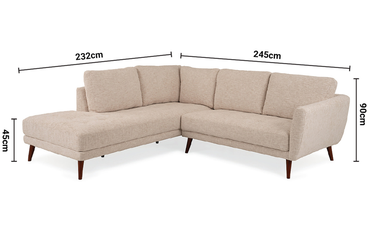 Pierce 2 Seater and Chaise Left Hand Facing dimensions