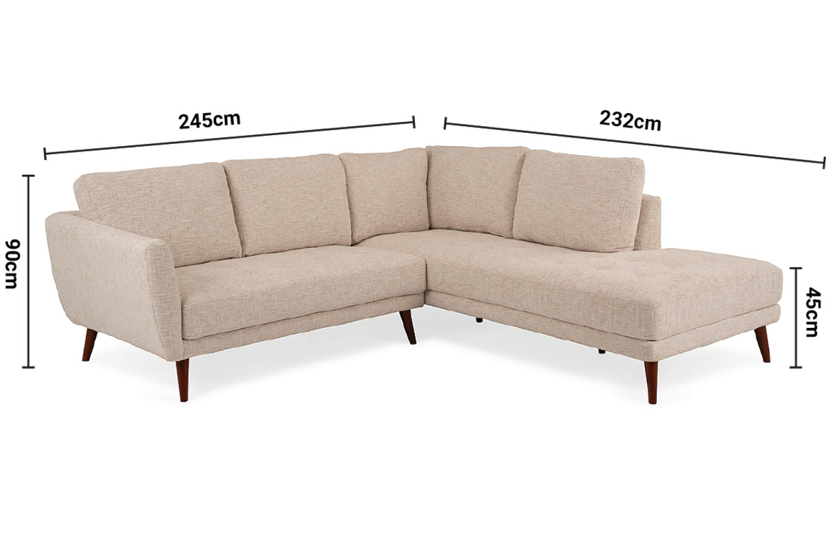 Pierce 2 Seater and Chaise Right Hand Facing dimensions