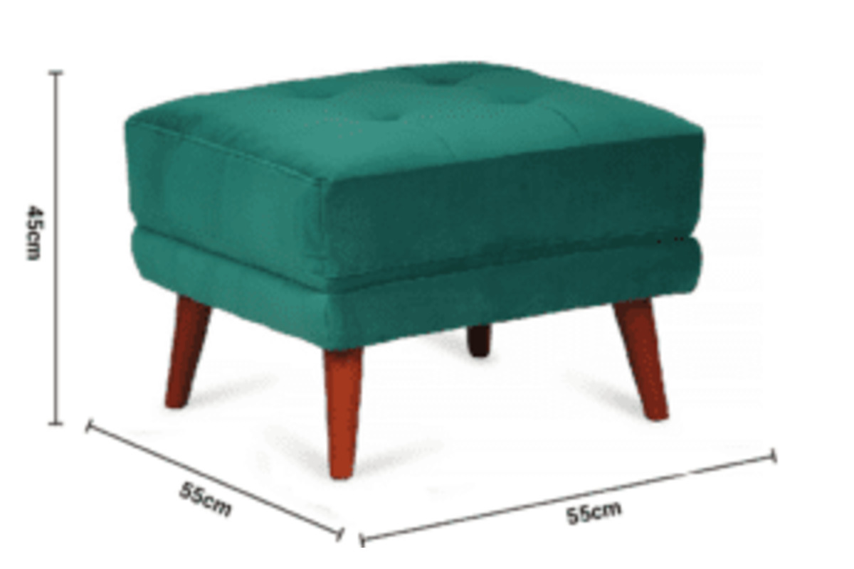 Pola Green Fabric Footstool dimensions