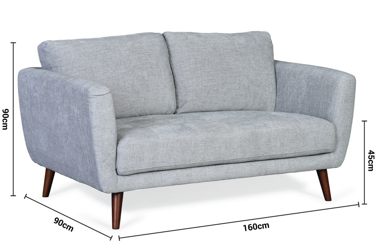 Pola Grey Fabric 2 Seater Sofa dimensions