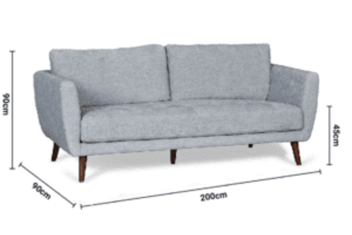 Pola Grey Fabric 3 Seater Sofa dimensions