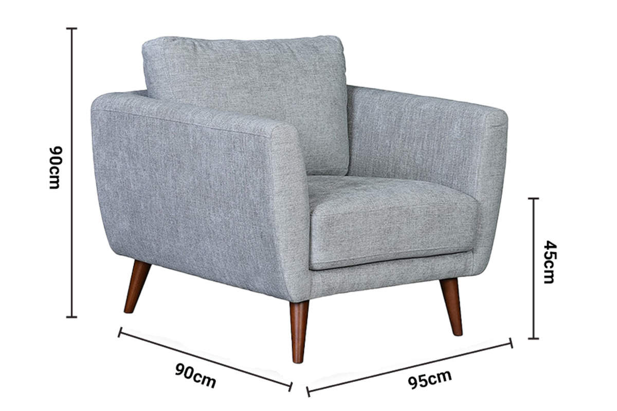 Pola Grey Fabric Armchair dimensions