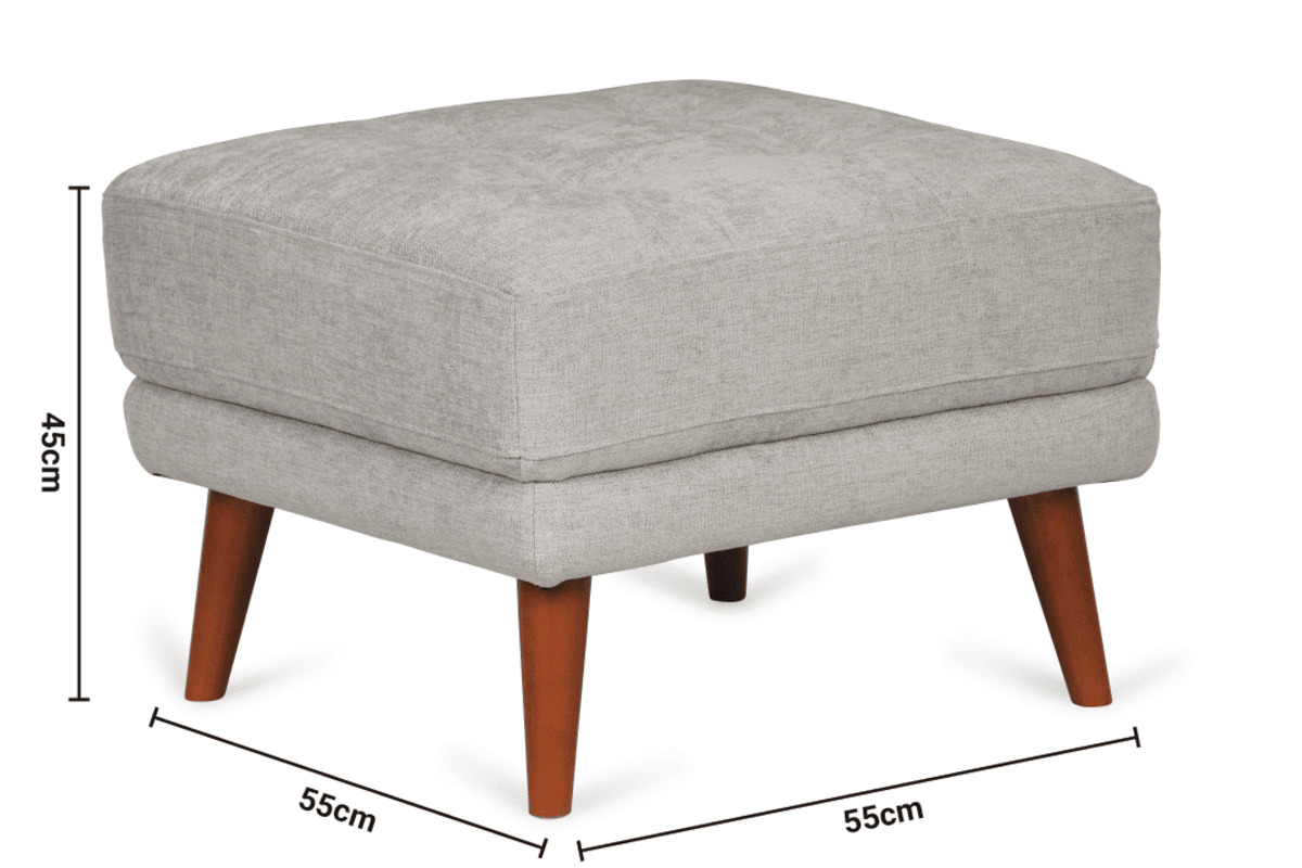 Pola Grey Fabric Footstool dimensions