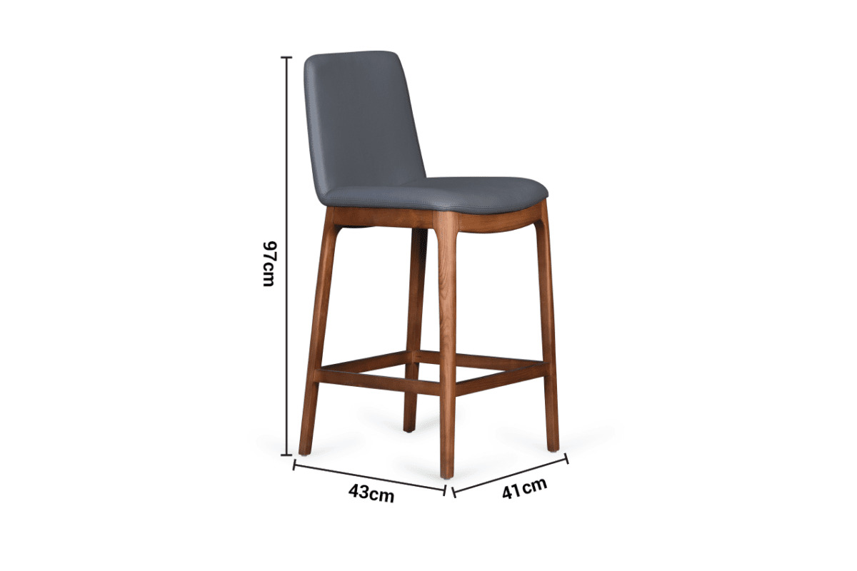 Polar Dark Grey Faux Leather Bar Stool dimensions