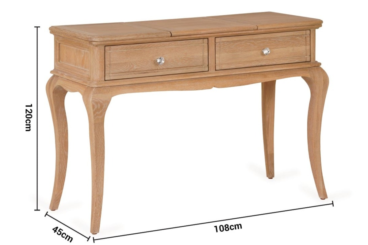 Porto 2 Drawer Dressing Table with Mirror dimensions