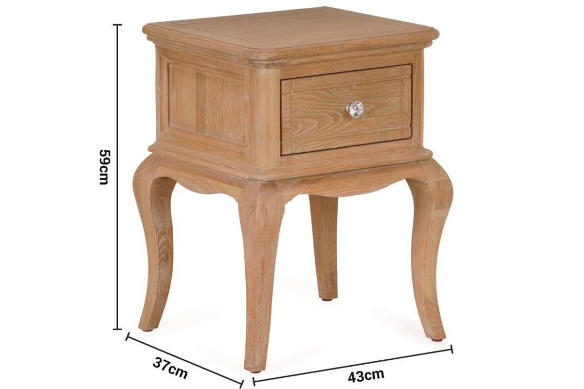 Porto Oak 1 Drawer Bedside Table dimensions