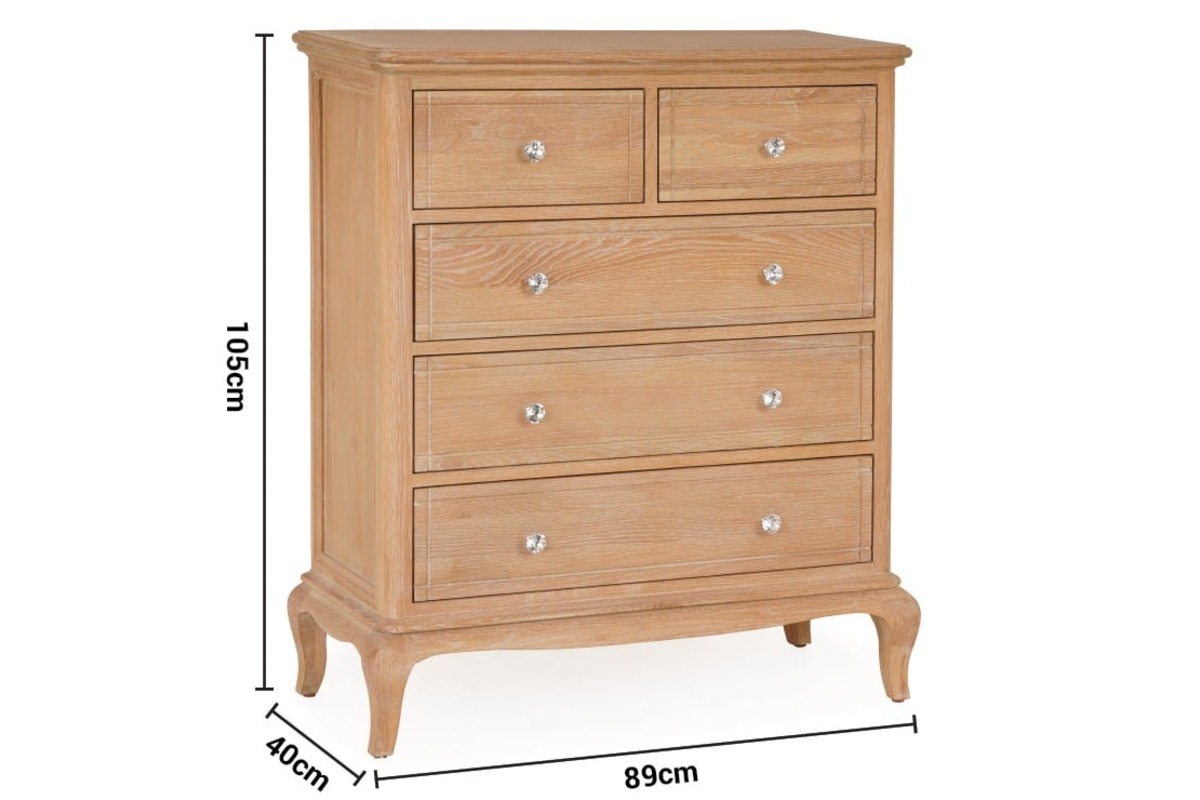 Porto Oak 5 Drawers Chest dimensions