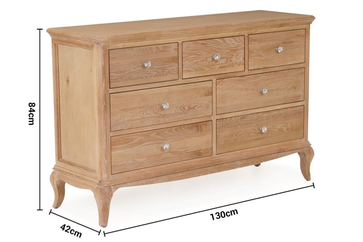 Porto Oak 7 Drawers Chest dimensions