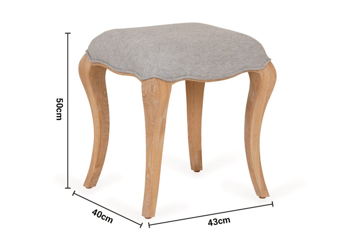Porto Oak Dressing Stool dimensions