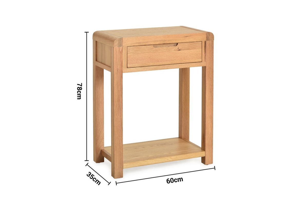 Radcliff Oak 1 Drawer Console Table dimensions