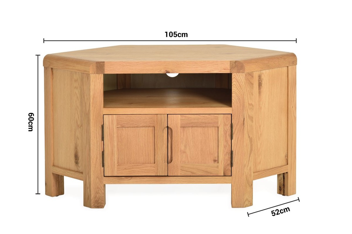 Radcliff Oak 2 Door Corner TV Stand dimensions