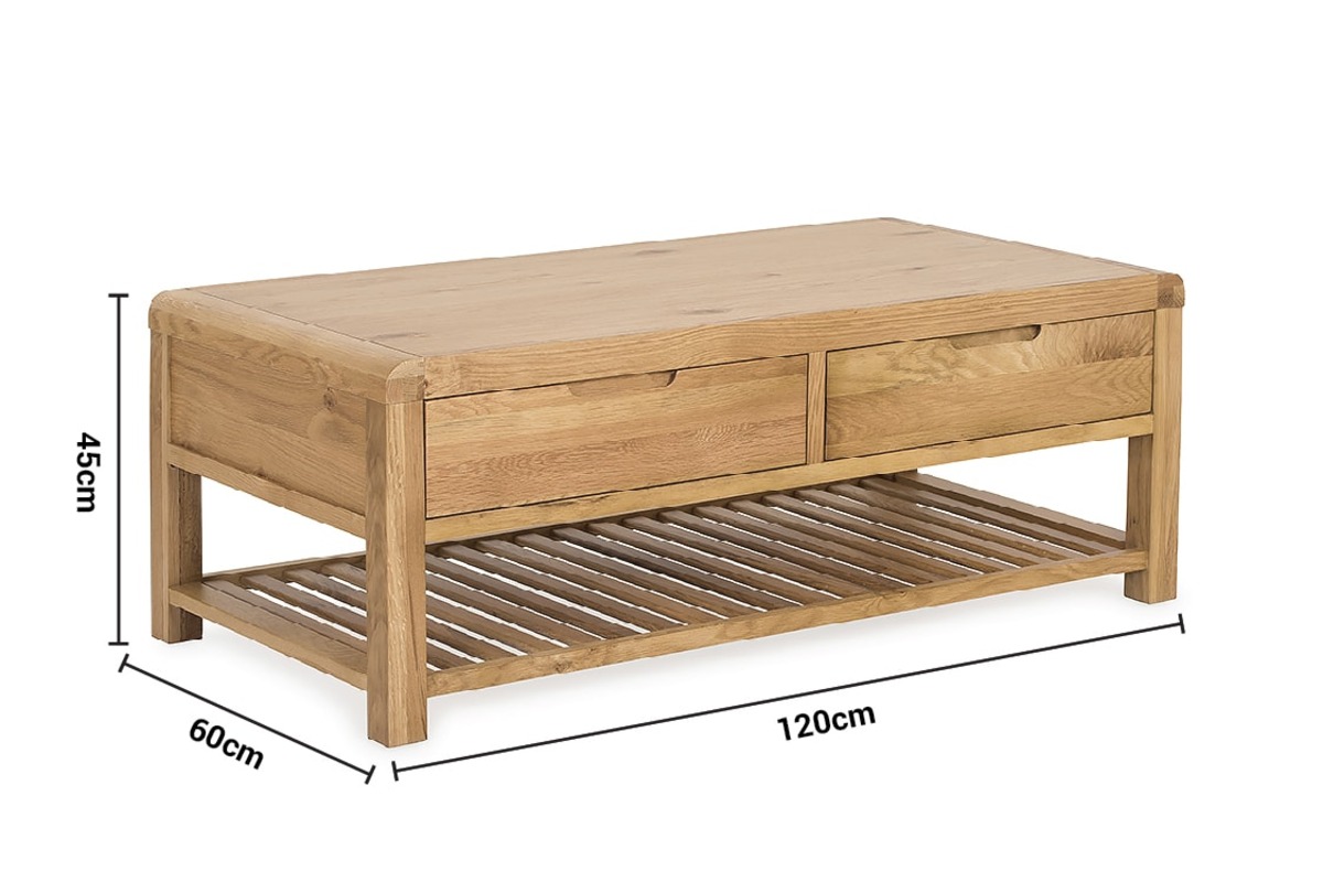 Radcliff Oak 2 Drawer Coffee Table dimensions