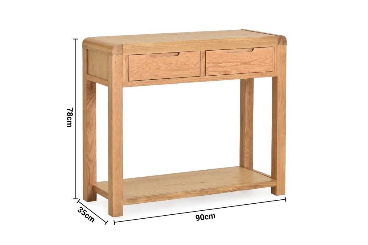 Radcliff Oak 2 Drawer Console Table dimensions