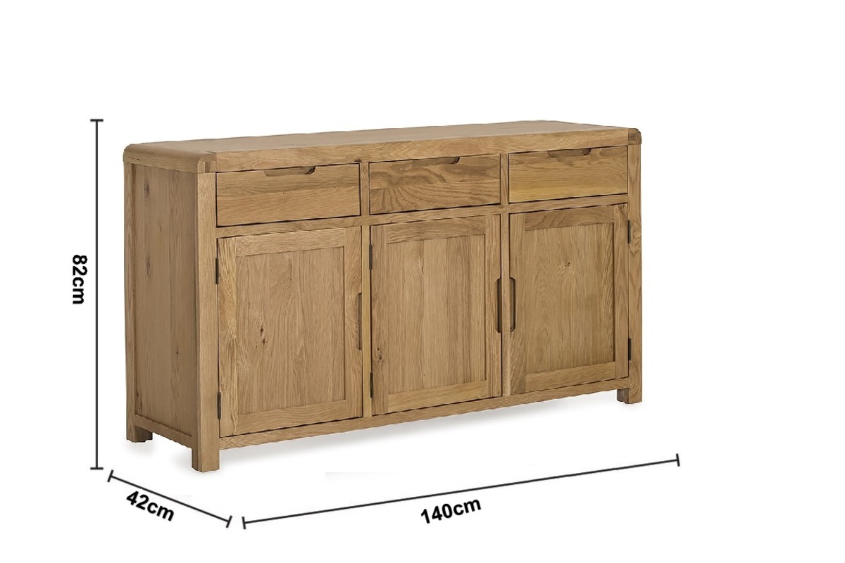 Radcliff Oak 3 Drawer 3 Door Sideboard dimensions