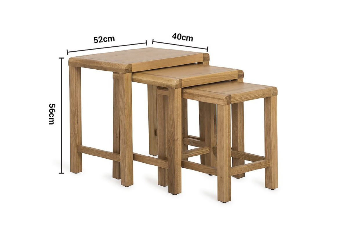 Radcliff Oak Nest of Tables dimensions