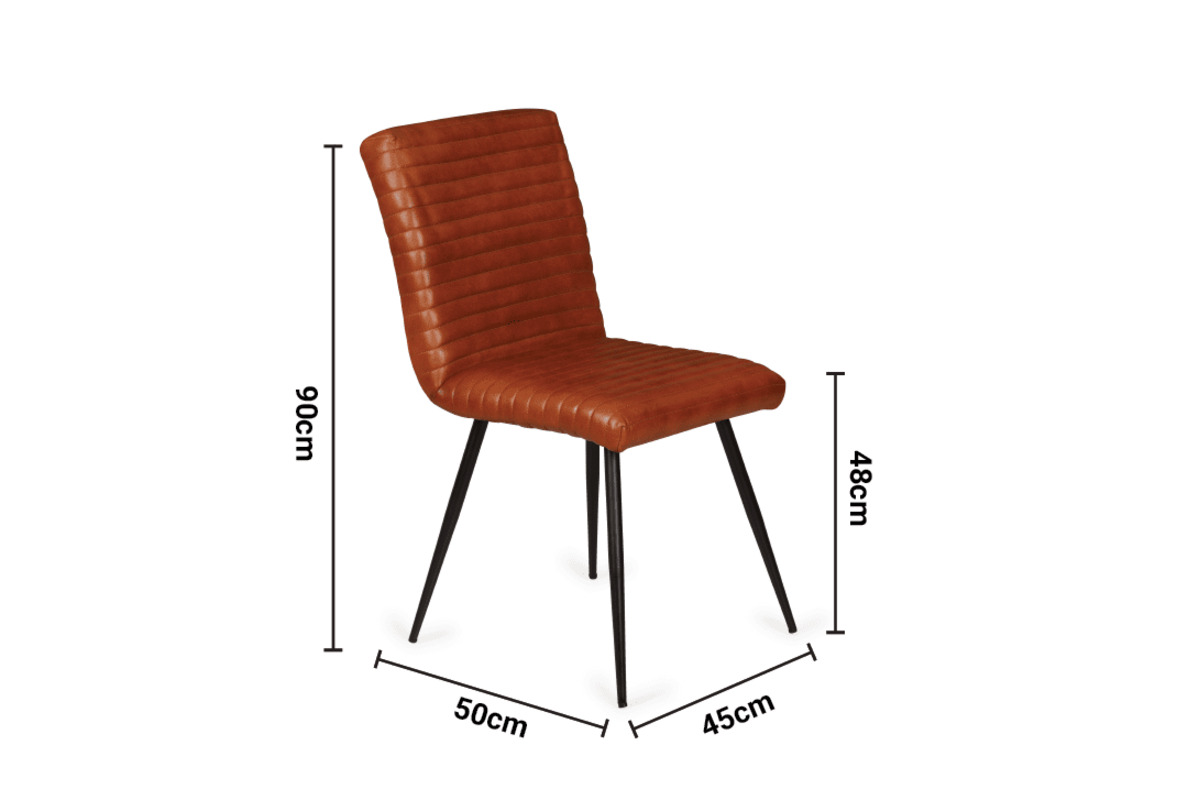 Rally Brown Leather Dining Chair Black Legs dimensions