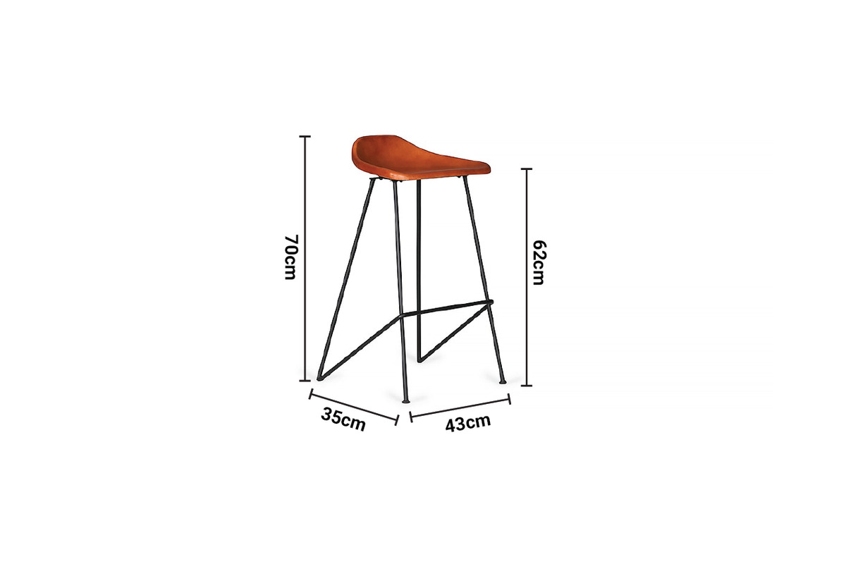 Reggio Brown Leather Counter Stool dimensions