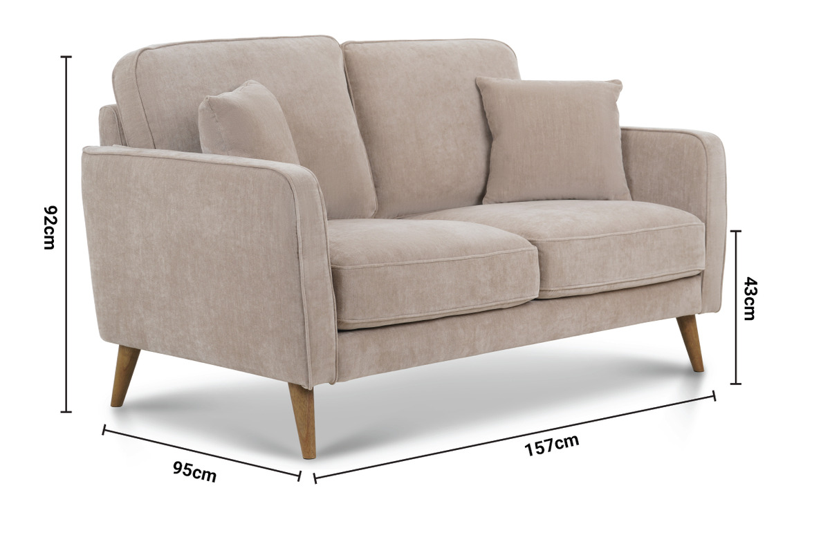Retro Taupe Fabric 2 Seater Sofa dimensions