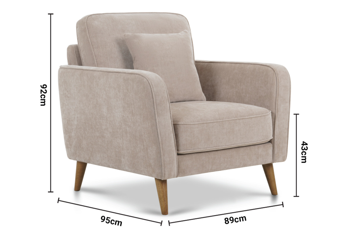 Retro Taupe Fabric Armchair dimensions