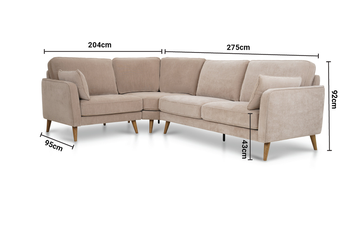 Retro Taupe Fabric LHF Corner Sofa dimensions
