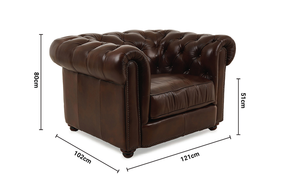 Richmond Brown Leather Armchair dimensions