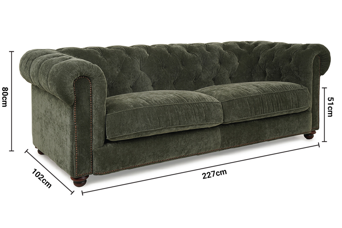 Richmond Green Fabric 2.5 Seater Sofa dimensions