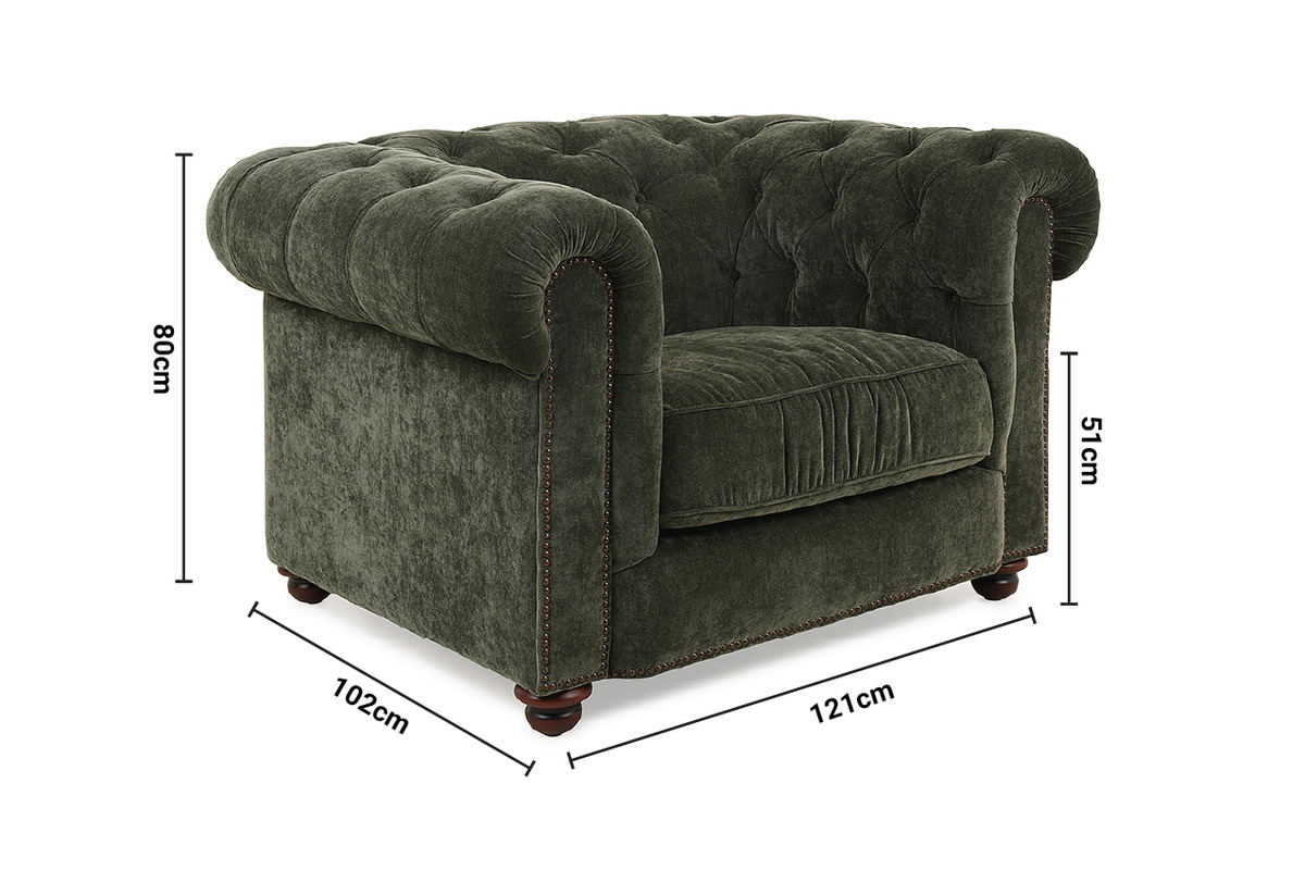 Richmond Green Fabric Armchair dimensions
