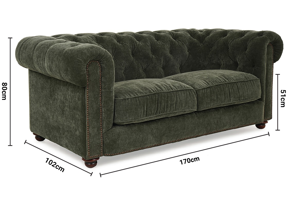 Richmond Green Fabric 2 Seater Sofa dimensions