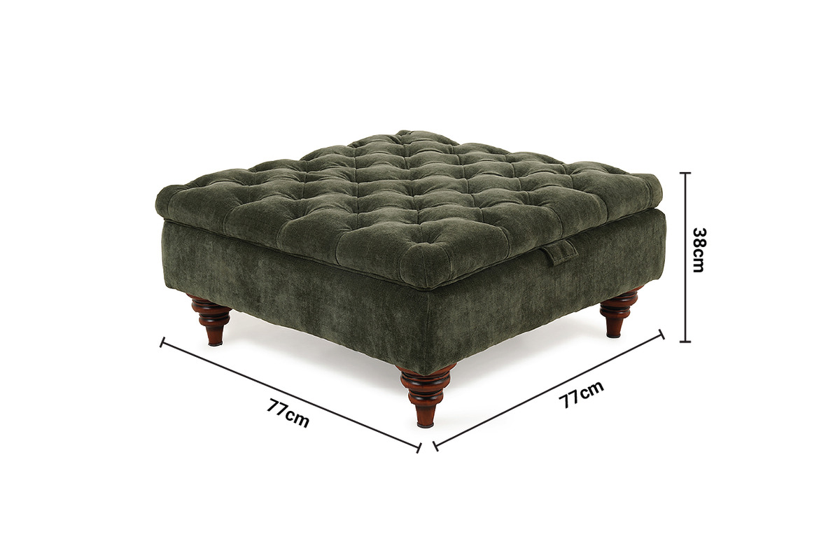 Richmond Green Fabric Storage Footstool dimensions