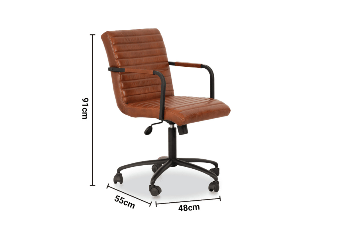 Rigby Brown Leather Office Chair dimensions