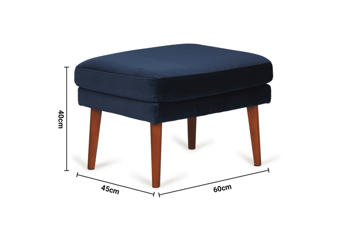 Rose Navy Velvet Footstool dimensions
