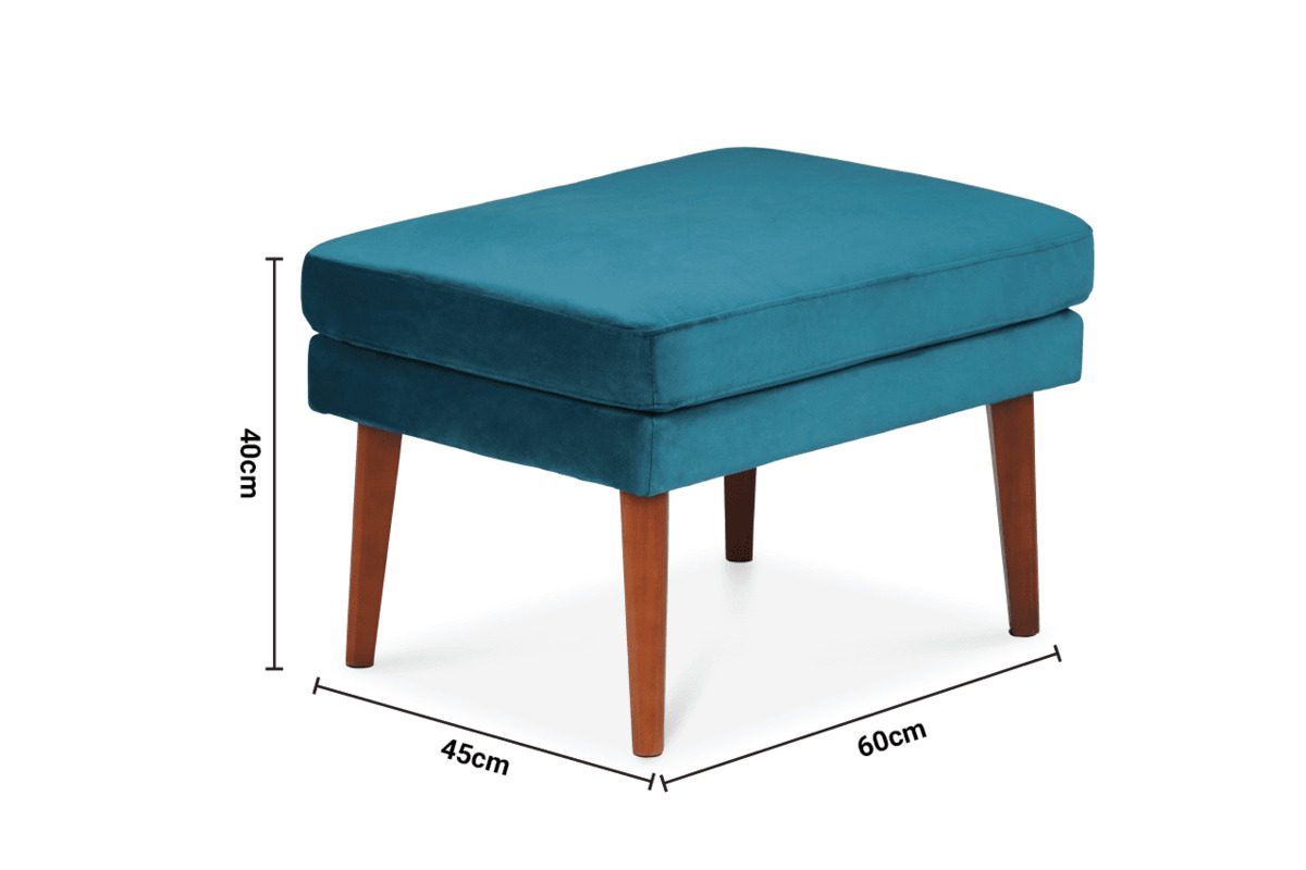 Rose Teal Velvet Footstool dimensions