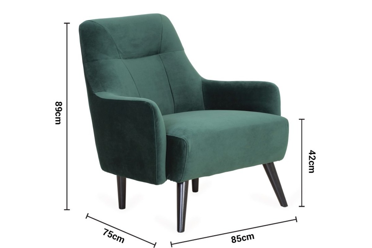 Rufus Dark Green Fabric Armchair dimensions